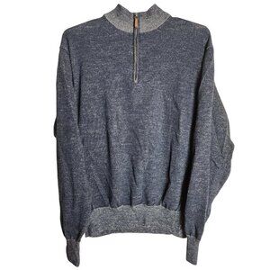 Peter Millar Sweater Young Men Large Blue Navy Blue 100% Merino Wool Quarter Zip